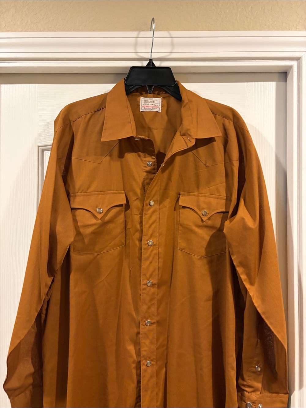 HbarC Vintage Western Button-Up Shirt in Rust Brown size 17.5